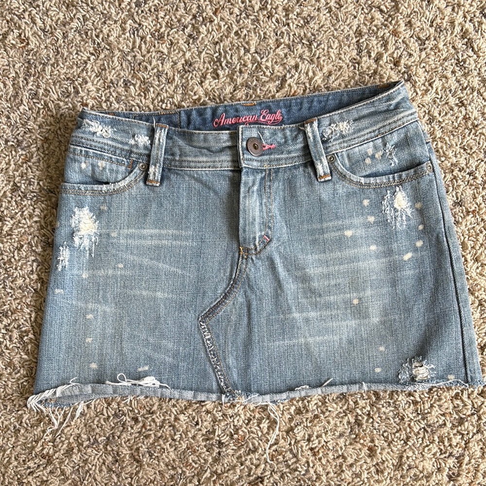 SOLD — American Eagle Outfitters Distressed Blue Mini Skirt Summer